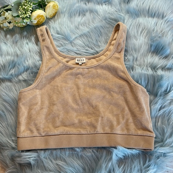 KULE Beige Terry Cloth Crop Tank sz L - Picture 1 of 8